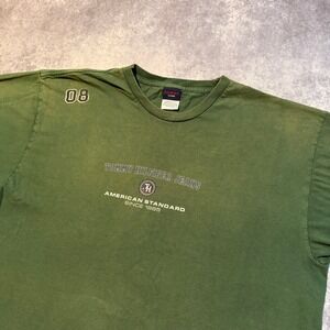 Vintage Tommy Hilfiger Faded Green Graphic T Shirt Mens L Made In USA